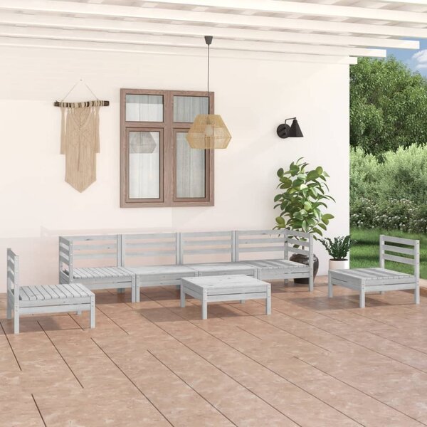Maison Exclusive - 7-dielna záhradná sedacia súprava biela masívna borovica
