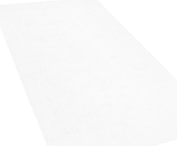 Koberec biely 80 x 150 cm moderný všívaný strojom obdĺžnikový huňatý s vysokým vlasom