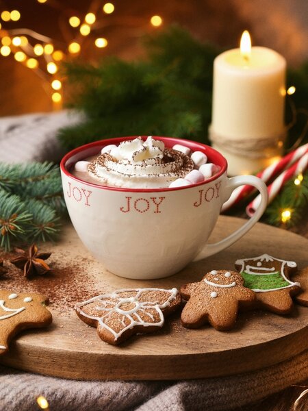 Sinsay - Keramický vianočný hrnček s nápisom „Joy“ - červená