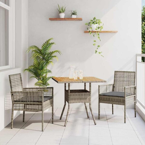 Maison Exclusive - Záhradný jedálenský set 3 pcs Sivá polyratan