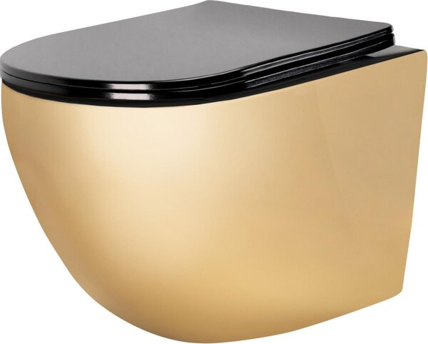 Závesná WC Misa Rea CARLO Mini Flat Gold Black