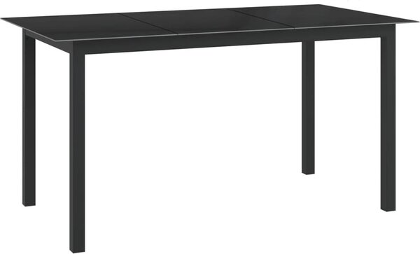 Maison Exclusive – Záhradný stôl, čierny, 150 x 90 x 74 cm, hliník a sklo