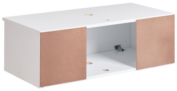 Nástenná kúpeľňová skrinka biela MDP 80 x 40 cm s drážkovaným čelom a 2 policami s vopred pripravenými otvormi moderný štýl kúpeľňa