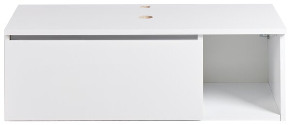 Nástenná kúpeľňová skrinka biela MDP 80 x 40 cm s drážkovaným čelom a 2 policami s vopred pripravenými otvormi moderný štýl kúpeľňa