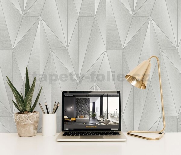 Vliesové tapety na stenu 10294-10, rozmer 10,05 m x 0,53 m, Art-Deco sivé so striebornými konturami, Erismannn