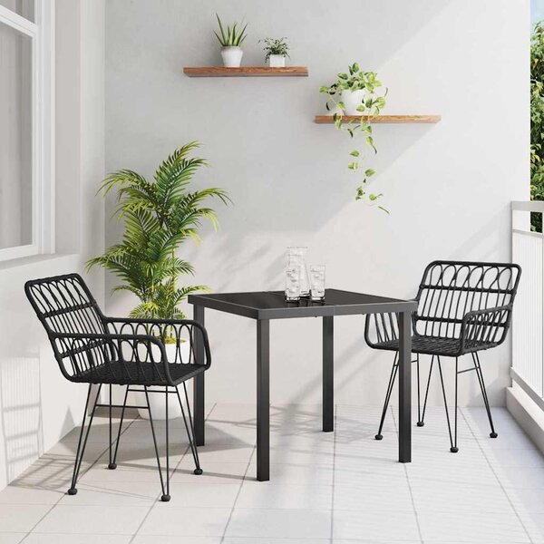 Maison Exclusive – záhradná jedálenská súprava, 3 kusy, čierna, oceľ s práškovou povrchovou úpravou