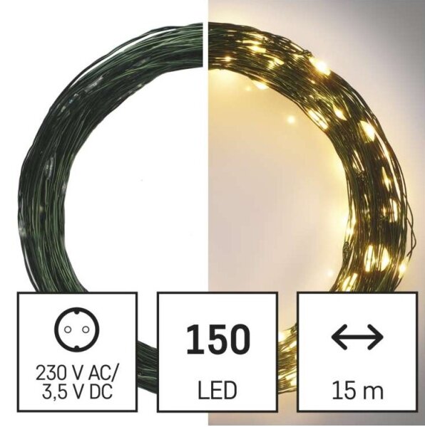 LED vonkajšia svetelná reťaz 150xLED/20m IP44 teplá biela