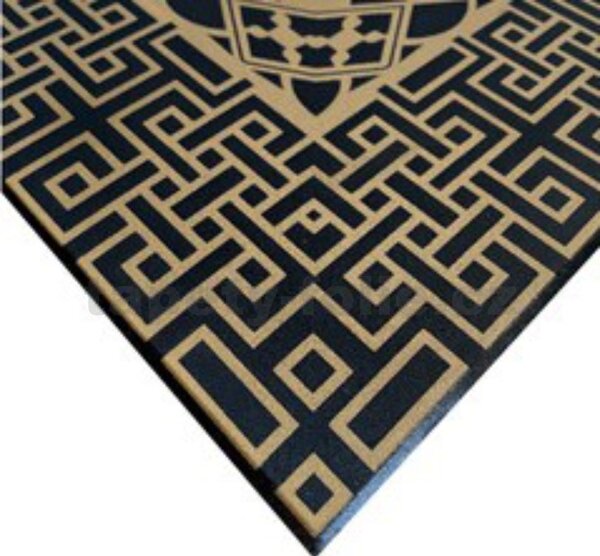 Stropné panely 3D XPS 0039, rozmer 50 cm x 50 cm, VERSO - grécky kľúč zlato-čierny, IMPOL TRADE