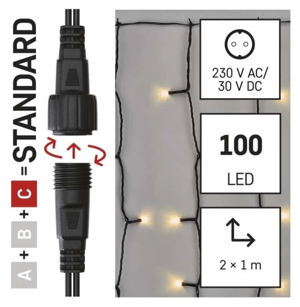 Vonkajší LED reťaz 100xLED/1x2m IP44 teplá biela