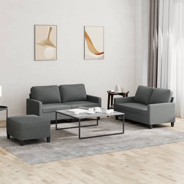 Maison Exclusive – 3-dielna sedacia súprava s vankúšmi, tmavosivá látka