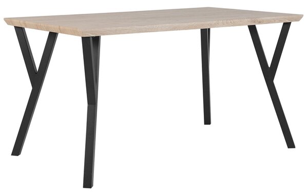 Jedálenský stôl svetlé drevo čierne kovové nohy 140 x 80 cm obdĺžnikový pre 6 osôb industriálny dizajn