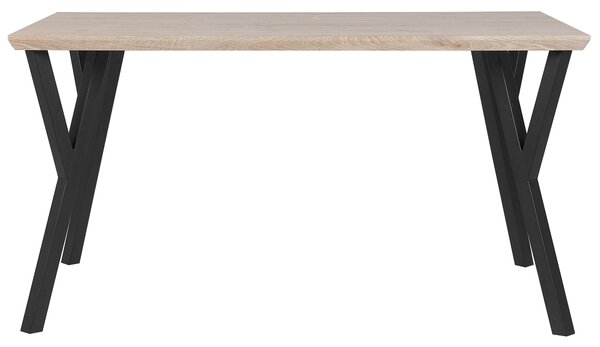 Jedálenský stôl svetlé drevo čierne kovové nohy 140 x 80 cm obdĺžnikový pre 6 osôb industriálny dizajn