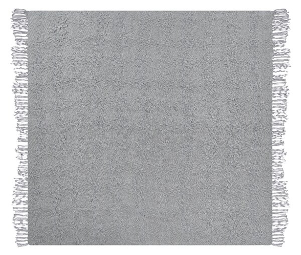 Deka sivá z bavlny a akrylu 200 x 220 cm pletená prikrývka na posteľ so strapcami