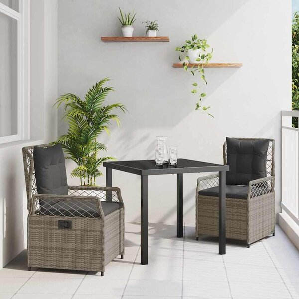 Maison Exclusive – Záhradná jedálenská súprava, 3 kusy, sivý polyratan