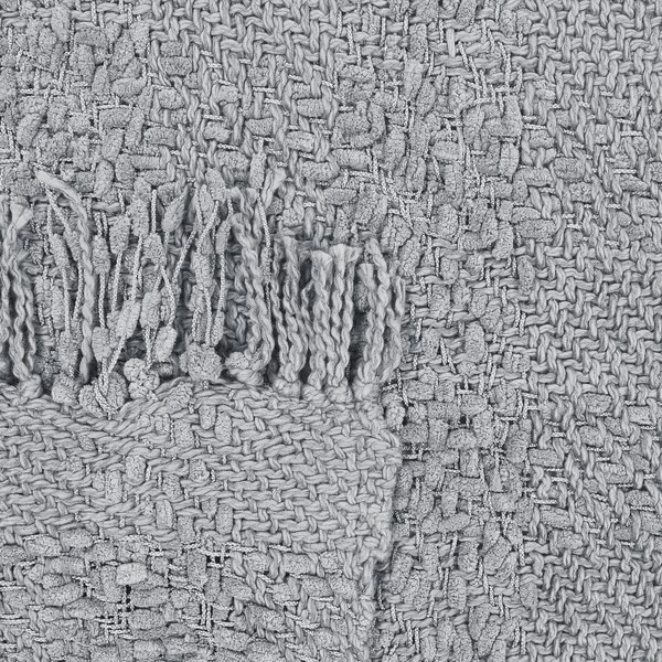 Deka sivá z bavlny a akrylu 150 x 200 cm pletená prikrývka na posteľ so strapcami