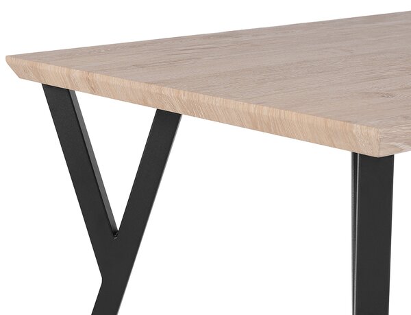 Jedálenský stôl svetlé drevo čierne kovové nohy 140 x 80 cm obdĺžnikový pre 6 osôb industriálny dizajn