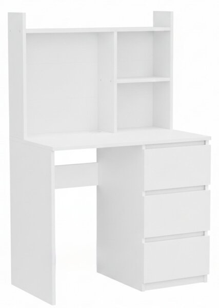 Písací stôl na počítač ComfortCove, biely, 90 cm, s nadstavbou a policou, moderný, priestorovo úsporný