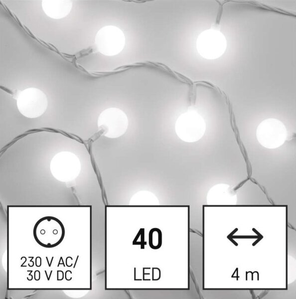 LED vonkajší svetelný reťazec 40xLED/9m IP44 studená biela