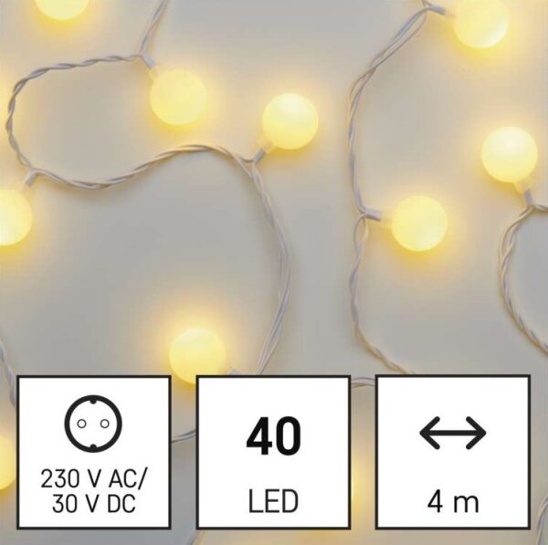 LED vonkajší svetelný reťazec 40xLED/9m IP44 teplá biela