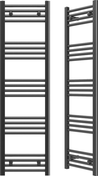 Granitan | Kúpeľňový radiátor Breno - 40x140 cm - čierny - moderný dizajn - ohrievač uterákov