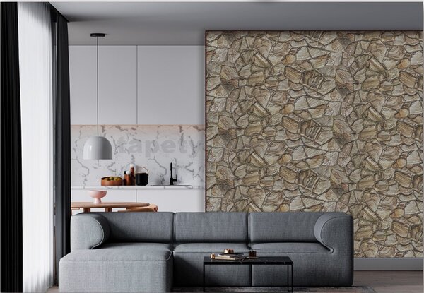 Obkladové panely 3D PVC TP10027353, rozmer 955 x 480 mm, pieskovcový kameň hnedý, GRACE