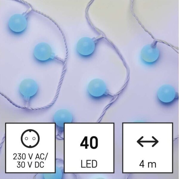 LED vonkajší reťaz 40xLED/9m IP44 modrá