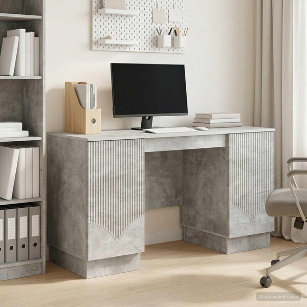 Maison Exclusive – písací stôl s dvierkami, betónovo šedý, 142,5 x 50 x 75 cm, drevotrieska