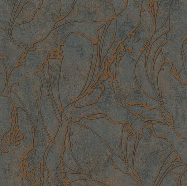 Vliesové tapety na stenu City Glow 34256, rozmer 10,05 m x 0,53 m, moderná stierka metalicky bronzová na tmavo hnedom podklade, A.S.Création