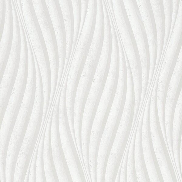 Vliesové tapety na stenu City Glow 34258, rozmer 10,05 m x 0,53 m, vlnovky metalicky biele na bielom podklade, A.S.Création