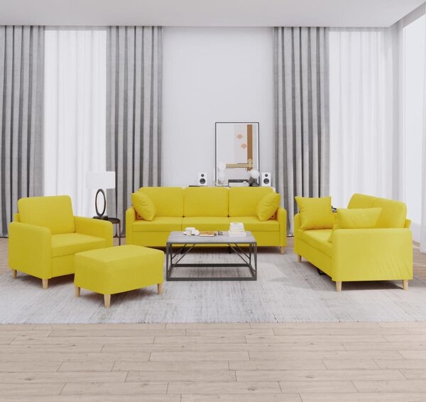 Maison Exclusive – 4-dielna sedacia súprava s vankúšmi, svetložltá látka