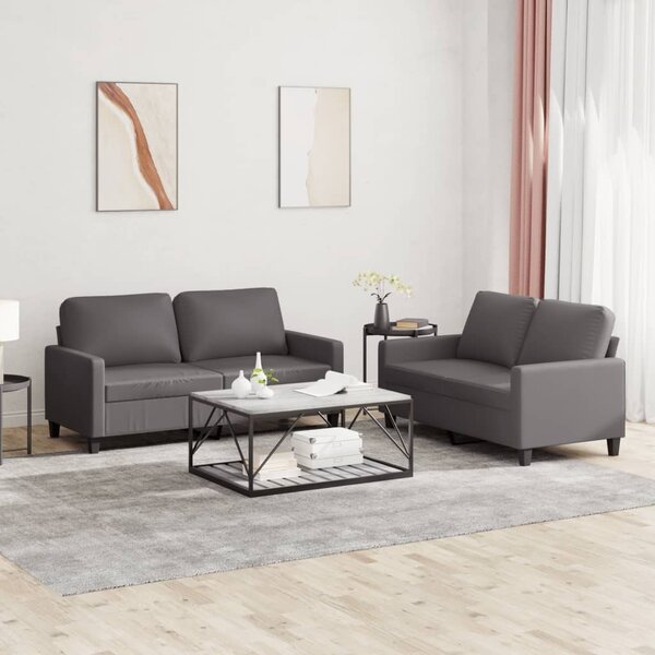 Maison Exclusive – 2-dielna sedacia súprava s vankúšmi, sivá umelá koža