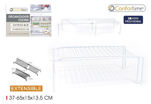 CONFORTIME Prídavná polica, rozťahovacia, výsuvná, biela, 37-65cm x 15 EXTENSIBLE1
