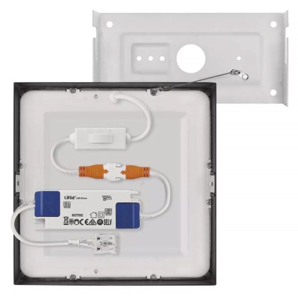 LED Stropné svietidlo LED/12,5W/230V 3000/3500/4000K 17x17 cm čierna