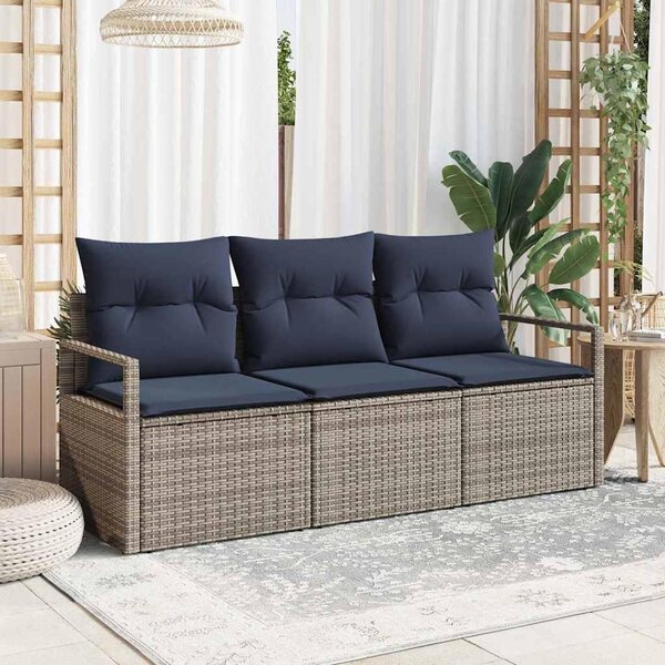 Maison Exclusive – Sedacia súprava, 3 kusy, sivá [syntetický materiál]: Polyratan