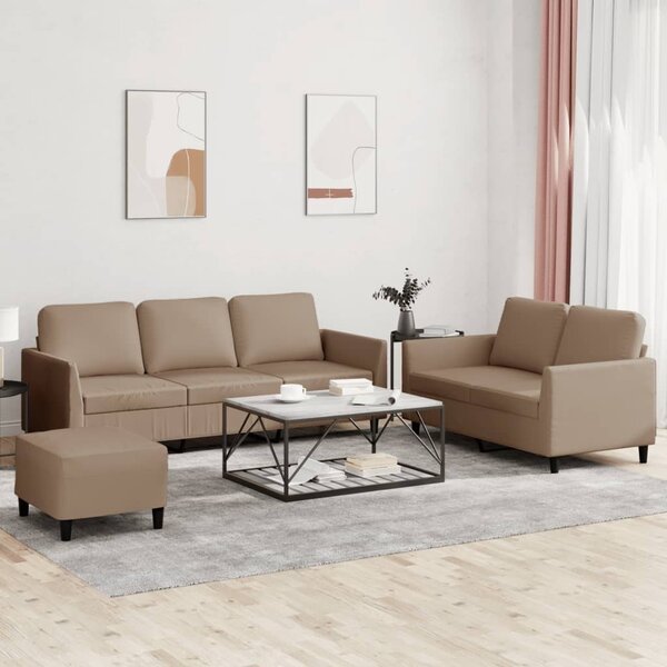 Maison Exclusive – 3-dielna sedacia súprava s vankúšmi v odtieni cappuccino-hnedá z umelej kože