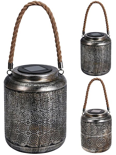 Home Styling Collection Solárne svetlo Záhradné svetlo LATERNE Kovové závesné svetlo LED dekoratívne