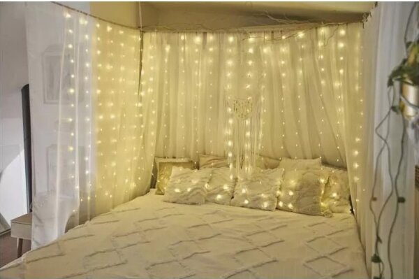 LED vonkajšia reťaz 300xLED/8 funkcií 5,9 m IP44 teplá biela