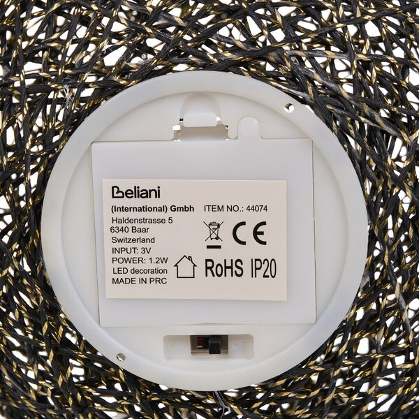 Sada 2 interiérových LED dekorácií čierna papier 15/20 cm v tvare vianočných gúľ so svetlami moderný štýl Vianoce doplnky