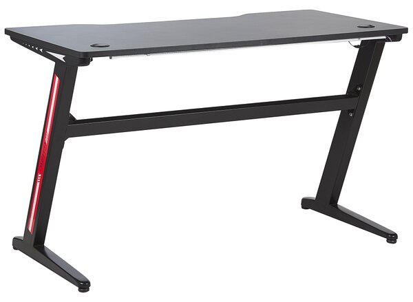 Herný stôl čierna MDF kov 120 x 60 cm obdĺžnikový stôl RGB LED svetlá moderný štýl kancelária