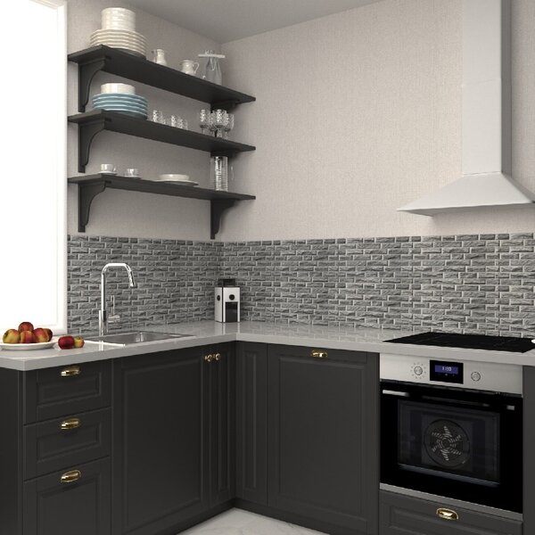 Obkladové panely 3D PVC TP100028032, rozmer 473 x 473 mm, tehla sivá s bielou škárou, IMPOL TRADE