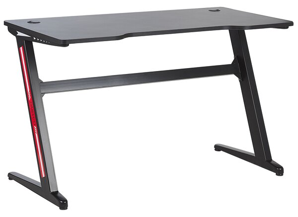 Herný stôl čierna MDF kov 120 x 60 cm obdĺžnikový stôl RGB LED svetlá moderný štýl kancelária