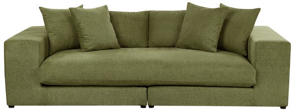 Pohovka látková polyesterová zelená 240 cm x 120 cm x 61 cm 3-miestna čalúnená s vankúšmi obývacia izba moderná