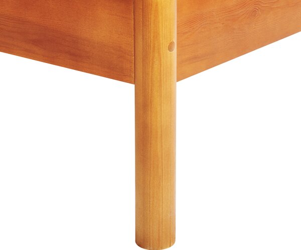 Posteľ svetlé borovicové drevo 140 x 200 cm dvojlôžko s lamelovým čelom a roštom minimalistický rustikálny štýl