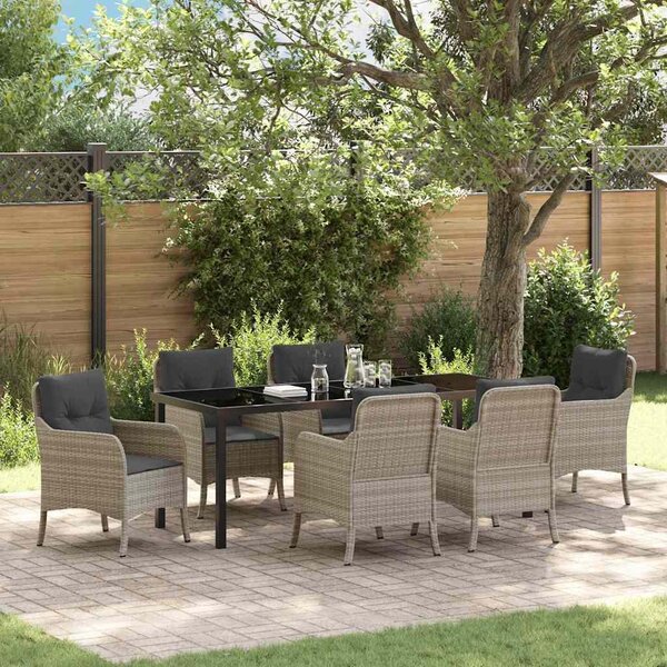 Maison Exclusive – Záhradná jedálenská súprava, 7 kusov, svetlosivý polyratan