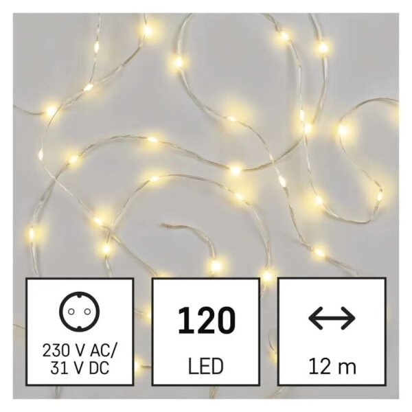 LED vonkajší svetelný reťaz 120xLED/17m IP44 teplá biela