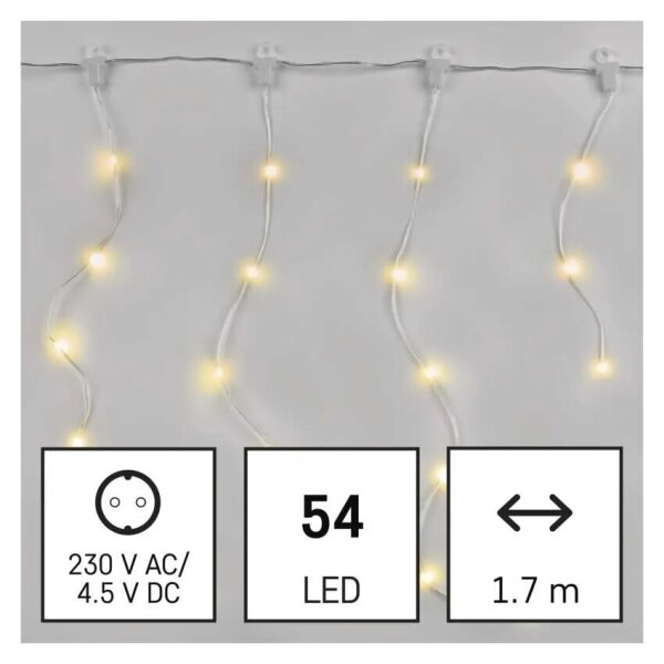 LED vonkajšia vianočná reťaz 54xLED/8 funkcií 6,7x0,7m IP44 teplá biela