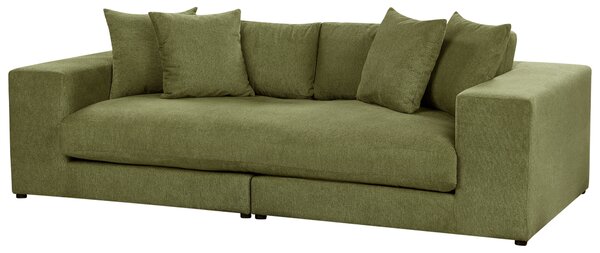 Pohovka látková polyesterová zelená 240 cm x 120 cm x 61 cm 3-miestna čalúnená s vankúšmi obývacia izba moderná