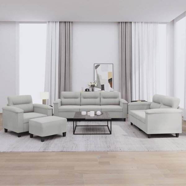 Maison Exclusive – 4-dielna sedacia súprava s vankúšmi, svetlosivá mikrovlákna