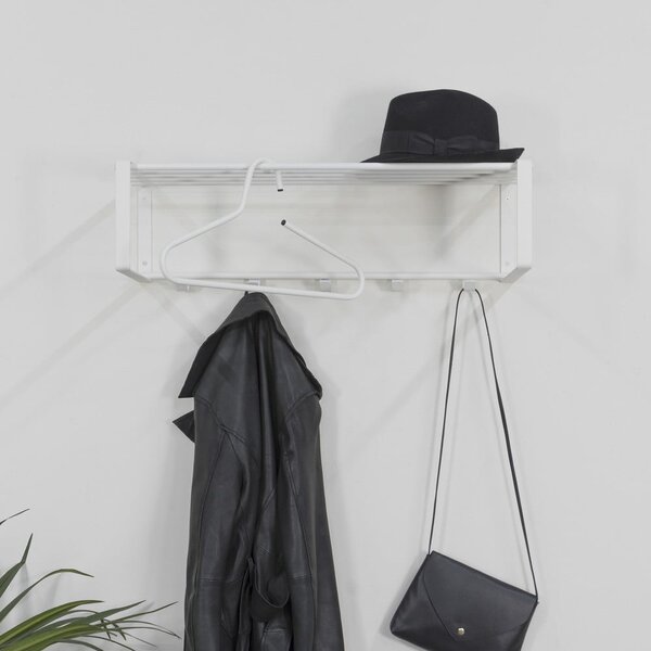 Biely kovový nástenný vešiak s poličkou 70 cm Rex – Spinder Design