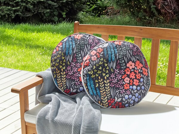 Sada 2 vonkajších vankúšov viacfarebná polyester ⌀ 40 cm okrúhla kvetinový vzor dekoračný vankúš záhrada terasa